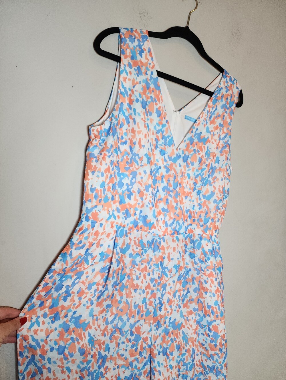 NWT J. McLaughlin Hermione V-Neck Wide Leg Sleeveless Jumpsuit Orange Blue Sz 8 - Picture 5 of 16